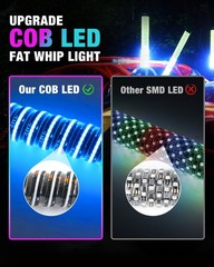 2x 1~4FT Thick LED Whip Spiral Chasing RGB Fat Whip Light For Can Am Polaris RZR