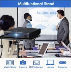 Portable Tripod Stand With Tray For Projector/Laptop/Camera, Adjustable 17”-55”