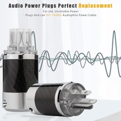 Pair Carbon Fiber 15A/125V IEC320 C13 Rhodium Plug Hifi Audio Power Connector