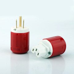 Pair Gold/Rhodium Plated US AC Audio Mains Plug IEC C15 HiFi Power Wire Connetor