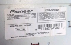 Pioneer KEH-P2030 Cassette Player Dash Radio Receiver Car AM/FM Stereo UNTESTED