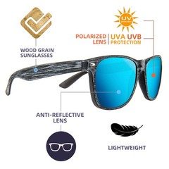 MAXJULI Polarized Fit XL,58mm, B7.gray Wood Grain/Blue Revo (1 Pair)