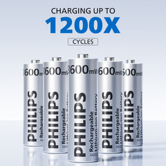 Philips 8Pcs 1.5V AA Li-ion Rechargeable Batteries 3600mWh Lithium High Capacity
