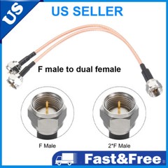 F Type Coax Cable Splitter To F Dual Male 3 Way RG316 Coaxial Cable 15cm NEW