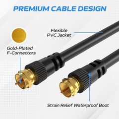 RG6 Coaxial Cable Dual Shielded Extension Coax Digital Satellite TV Antenna Wire