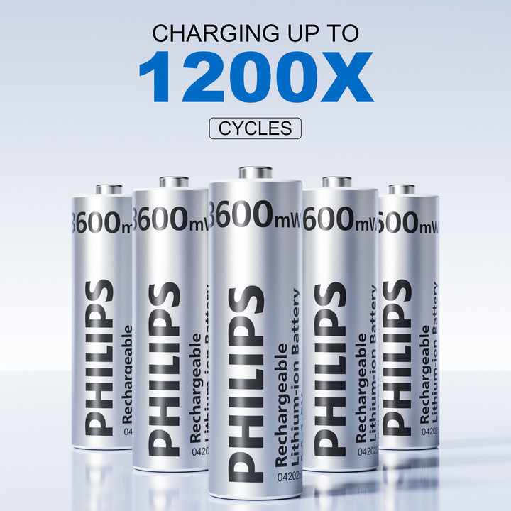 Genuine 100% Philips 8 Pack 3600mWh 1.5V AA Batteries Lithium with Fast Charger