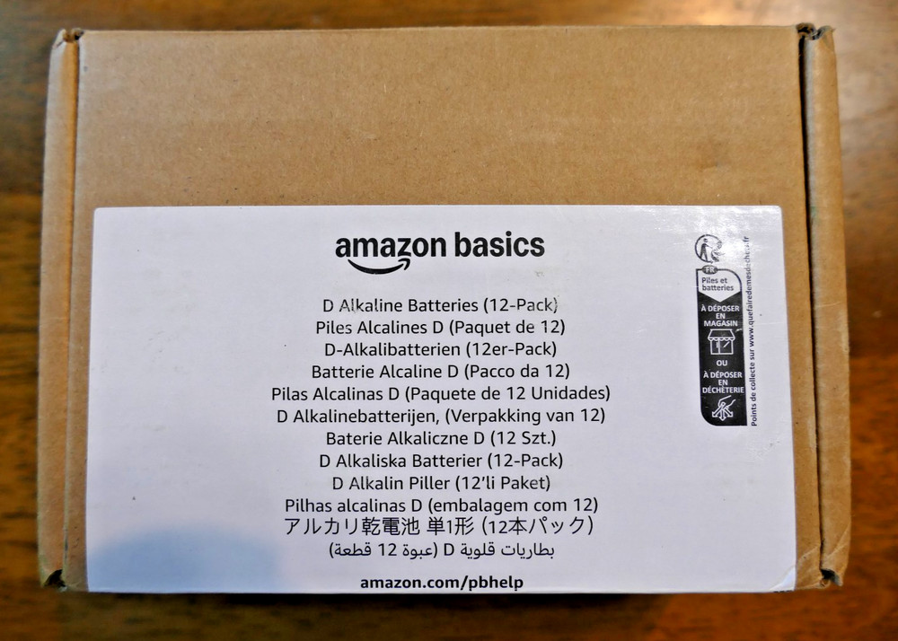 12-Pack Amazon Basics D Cell Alkaline All-Purpose Batteries 1.5 Volt