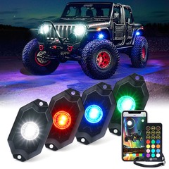Xprite RGBW LED Rock Lights Neon Kit Remote Control Bluetooth For Jeep Truck UTV