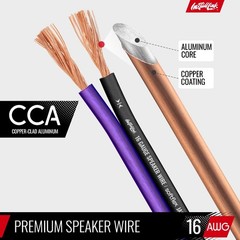Durable 30 Feet Copper Clad Aluminum Speaker Wire – Frosted Purple/Black 16 AWG