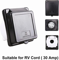 twist locking Black 30 amp RV, trailer, Marine power inlet box, Nema L5-30P