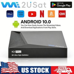 We2USat K3 PRO Android TV Box 6K HD, Voice Remote, Google Play, Streaming Device