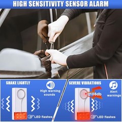 Car Anti-Theft Alarm 108dB Vibration Sensor with Remote Control Black