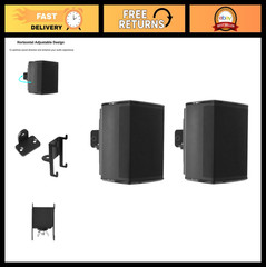 2 Pack Wall Mount Brackets for Wireless Surround Speakers – Black, Easy Install