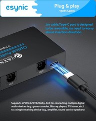 3×1 Optical Audio Switcher SPDIF TOSLINK Aluminum Alloy w/ IR Remote & Cable
