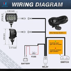 2Pc LED Flood Light Pods White&Amber Offroad Driving Fog Light for Truck SUV UTV