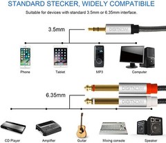 3.5mm 1/8″ TRS to Dual 6.35mm 1/4″ TS Mono Stereo Y-Cable Splitter Cord