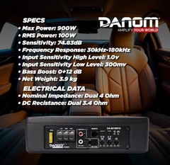 DANOM Slim Active Subwoofer 10″ 100W – Under-Seat Powered Subwoofer Compact Car