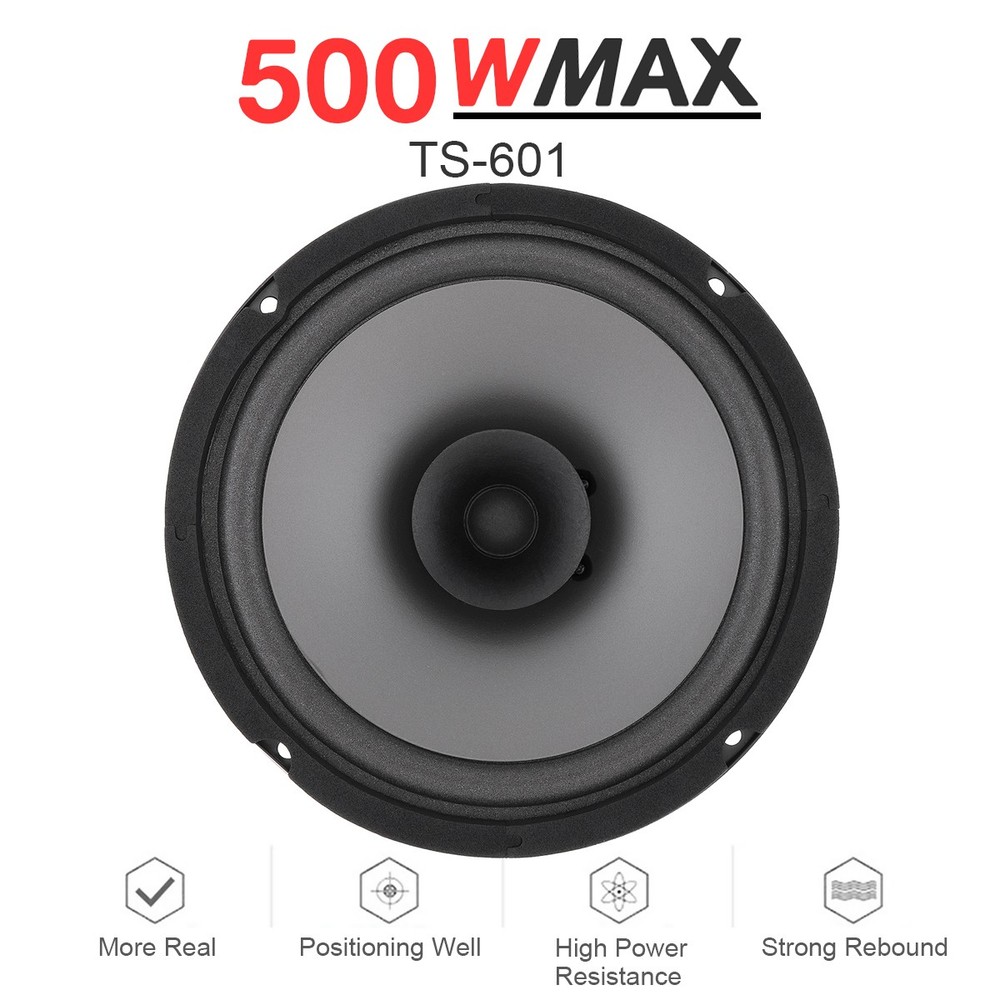 6.5” 500W Max Car HiFi Audio Coaxial Speaker Full Range 60Hz–20KHz 4-Ohm 1PC
