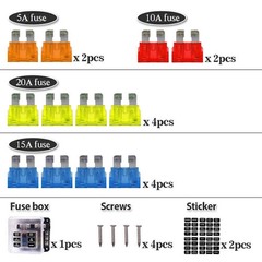 6 Way Car Boot Power Distribution 12/24V Blade Fuse Holder Box Block Panel Board