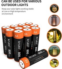 8Pack NiMH AA Rechargeable Batteries 1.2V 800mAh for Solar & Household Use