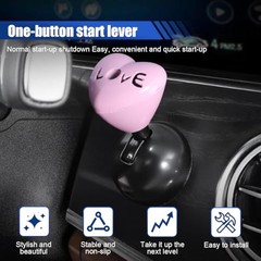 Love Heart Car Push Start Button Cover, Metal Car One-Button Starter Pink
