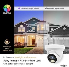 H Series 8MP 4K IP Camera PoE Turret Color Night Vision Outdoor w/ audio 2.8mm