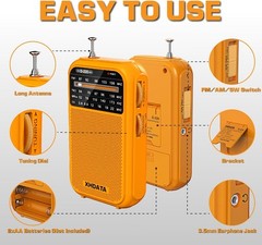 Vibrant Orange D220 Portable Radio – Easy to Use AM/FM/SW Receiver for All Ages