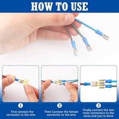 Tandefio 25 Pcs Double Piggyback Spade Connector Quick Disconnect Electrical 2 W