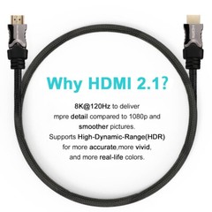 [NEW] 8K HDMI 2.1 Cable 1.5ft 3ft 6ft 10ft Ultra High Speed 48Gbps UHD HDR Lot
