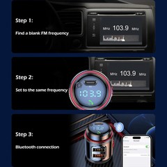 Bluetooth 5.4 Car Wireless FM Transmitter Adapter 2USB PD Charger Hands-Free AUX
