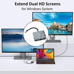 USB 3.0 Type C to Dual HDMI Adapter DisplayLink Mirror Dual 4K@30Hz Monitor Hub