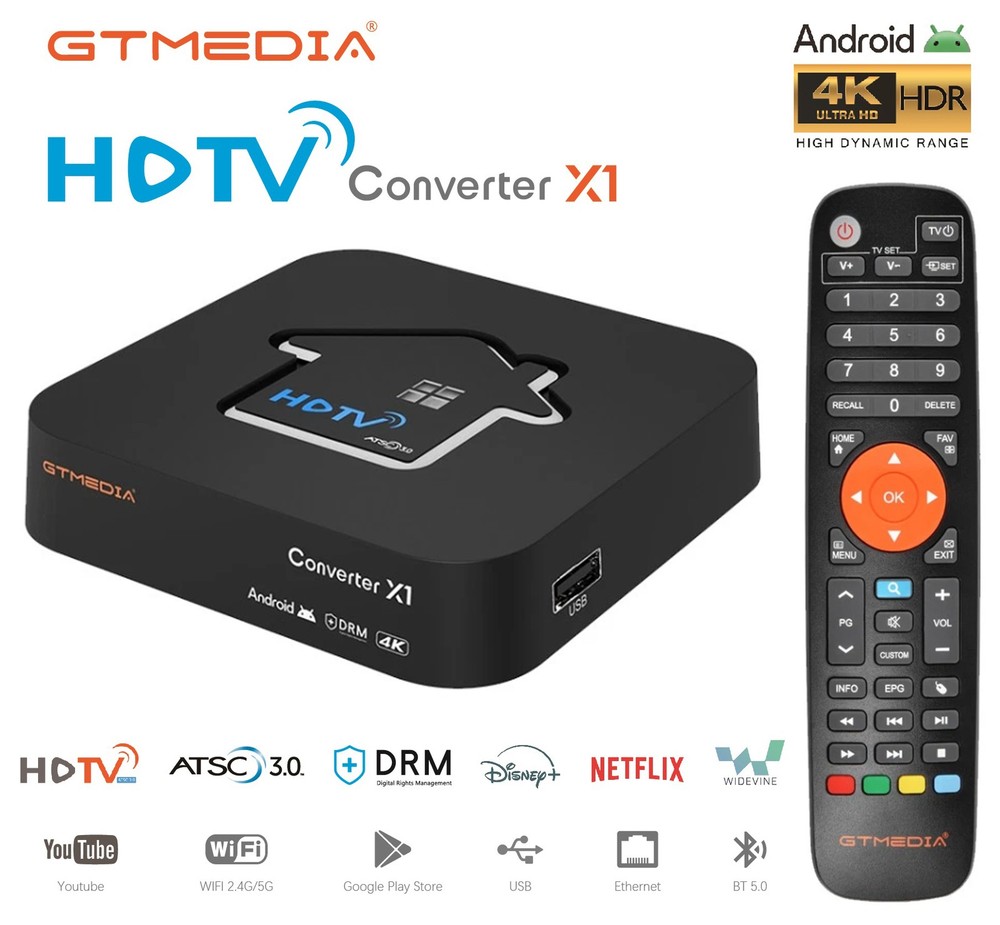 2026 GTMedia X1 ATSC 3.0/1.0 DRM 4K 11 Smart Converter Box Nextgen OTA HDTV DVR