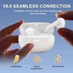 Wireless Earbuds 6.0 in Ear Buds Light Weight Bluetooth Headphones, Noise White