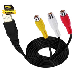 USB to RCA Cable 5FT, USB 2.0 a Female to 3 RCA Female Cord AV Composite Cable f