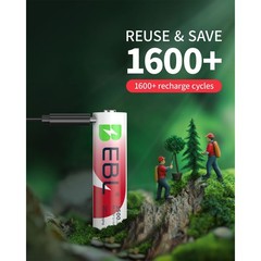 EBL Rechargeable 1.5V AA Lithium Batteries 3500mWh /USB Cable Li-ion Battery Lot