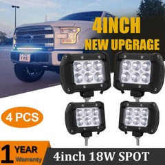 4x 4″ inch 18W Flood Led Work Light Fog Reverse Cube Pods Offroad SUV ATV UTE