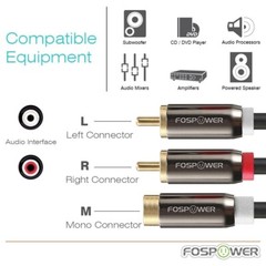 FosPower 8″ 2RCA Male to 1RCA Female Stereo Audio Gold Adapter Cable Cord Plug