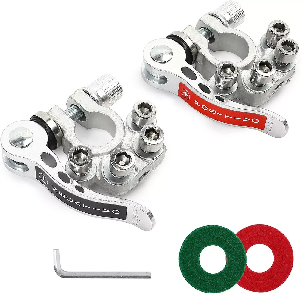 2PCS Car Battery Terminal Connectors Quick Release Disconnect Positive Negative