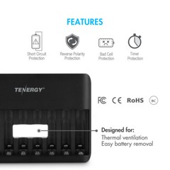 Tenergy TN477U AA AAA 8 Bay NiMH USB Battery Charger with Battery Options LOT