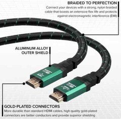 Ritz Gear 4K HIGH SPEED 2FT HDMI CABLE 2.0 Green Braided 3 Pack