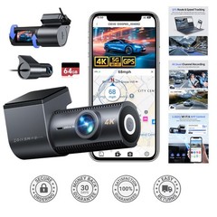 Advanced 4K+1080P Dash Cam with Night Vision & 5.8GHz WiFi Connectivity – 64GB