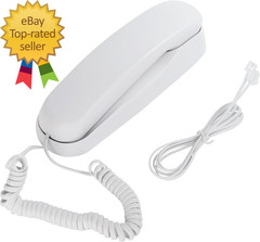 White OF 990 Slimline Wall Mountable Basic Corded Telephone No AC Power Required