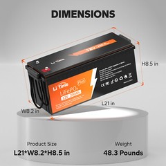 LiTime LiFePO4 12V 200Ah PLUS 200A BMS 2560W Lithium Battery for Off-Grid RV
