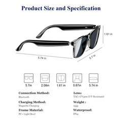 Men Smart Sunglass Polarized Lenses Bluetooth Open-Ear Headphones For Driving