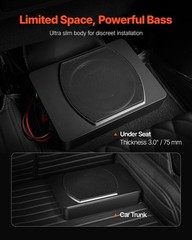 VEVOR 120W 10″ Under Seat Silm Subwoofer Car/Truck Powered Amplified System