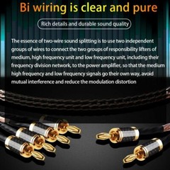Pair Hi-End 7N OCC Pure Copper 24 Cores Wire HIFI Audio Bi-Wire Speaker Cable