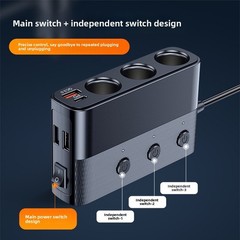 7 in 1 Cigarette Lighter Splitter 3 Socket Car Charger Adapter 12V/24V PD 2 USB