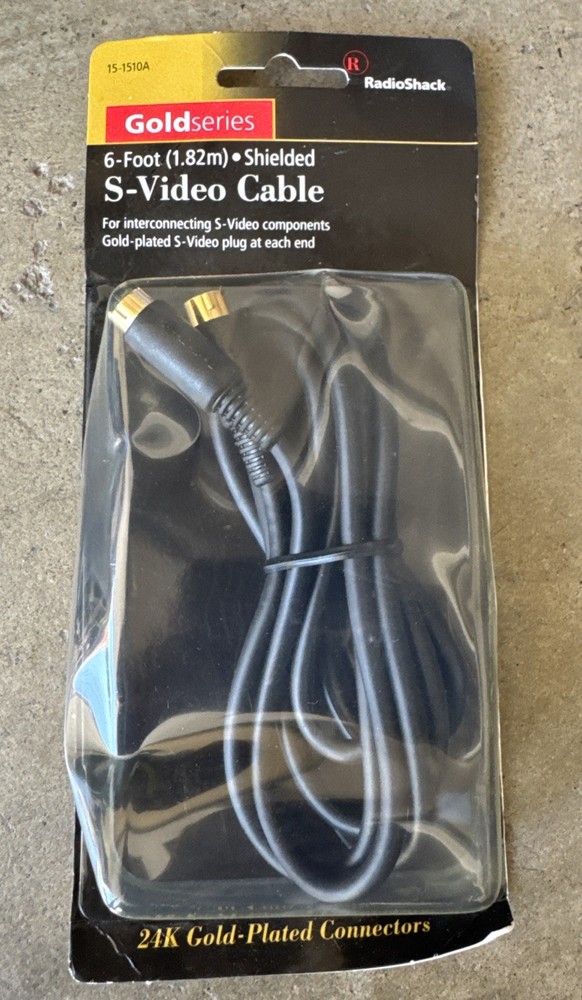 6 Ft. Radio Shack Gold Series S-Video Cable 24K Gold Plated Connectors NEW