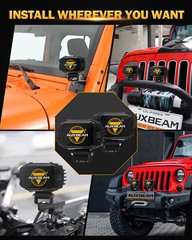 AUXBEAM 4″inch Yellow LED Work Driving Light Pods Fog Lamps & Cover Shield Combo