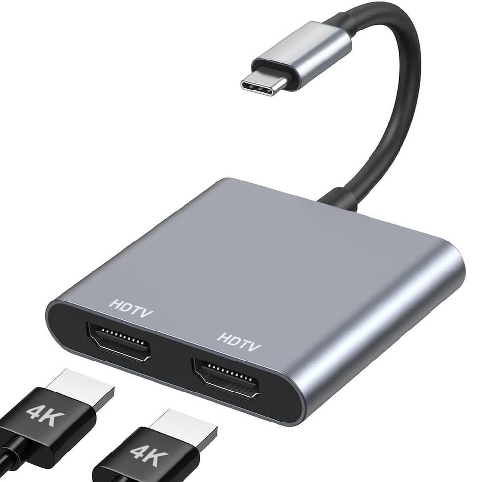 USB C to Dual HDMI Adapter 4K@60Hz, Type C to HDMI Splitter for Dua… Fast Ship